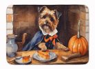 Border Terrier Fall Kitchen Pumpkins Memory Foam Kitchen Mat Machine Washable Anti-Fatigue Mat Cushion Comfort Bath Mat or Kitchen Rug