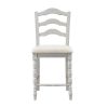 ACME Bettina 5PC COUNTER HEIGHT TABLE SET Beige Fabric, Antique White & Weathered Oak Finish DN01439
