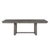 Rustic Design Dining Table 5pc Set Gray Finish Table w Extension leaf and 4x Fabric Upholstered Side Chairs Modern Dining Room Furniture